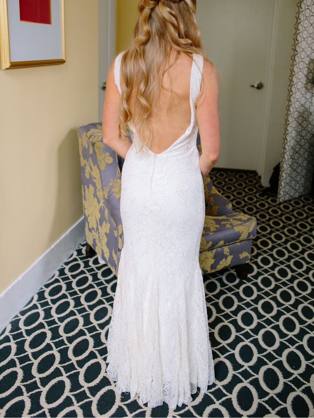 Lace Backless Wedding Dress with beading